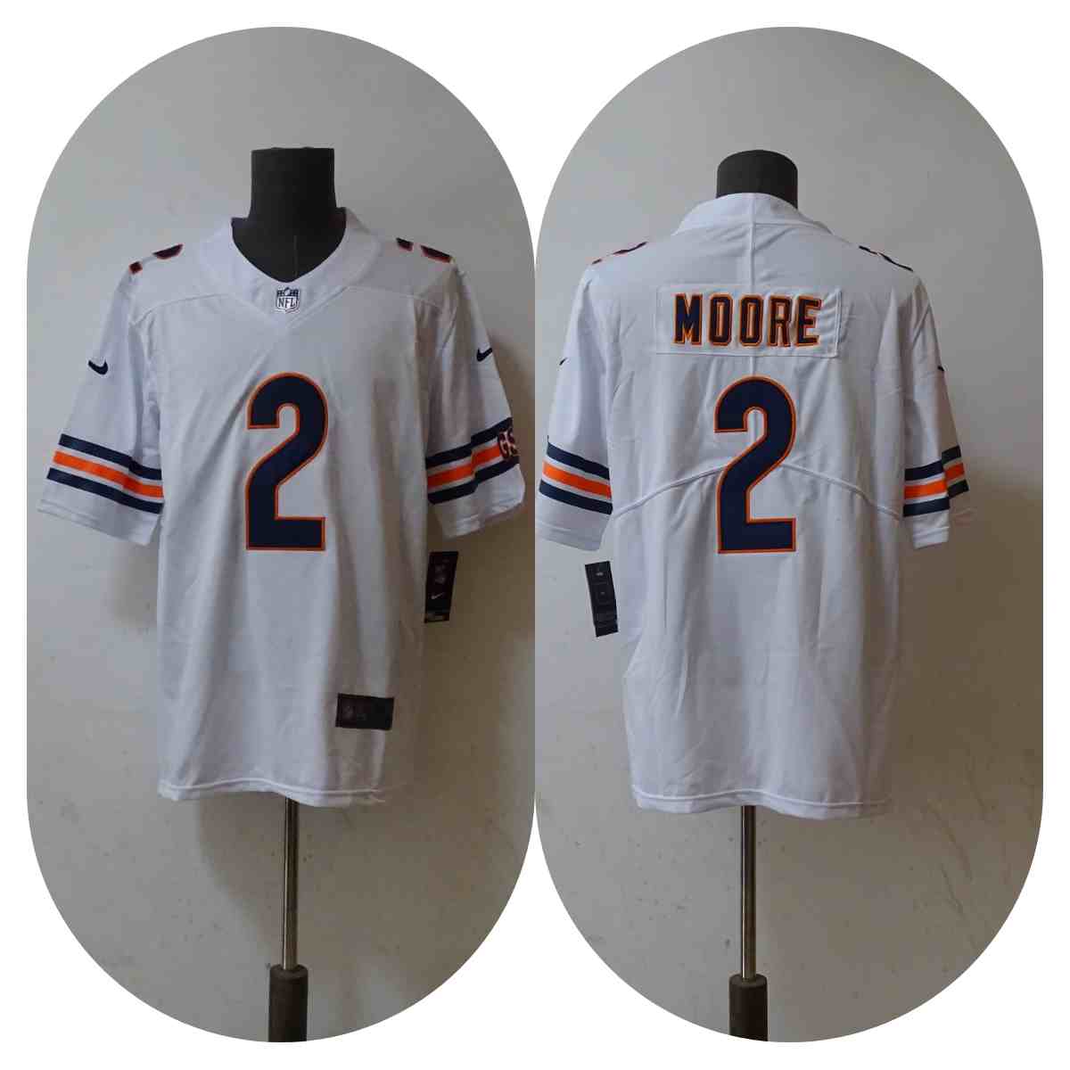 Men's Chicago Bears #2 D.J. Moore White Vapor Untouchable Stitched Football Jersey