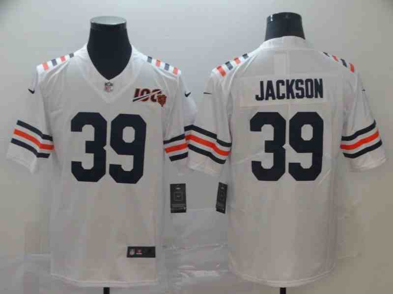 Men's Chicago Bears #39 Eddie Jackson White 100th Season Limited Stitched NFL Jersey