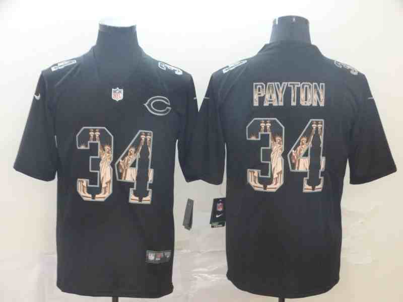 Men's Chicago Bears #34 Walter Payton Black Statue Of Liberty Limited Stitched NFL Jersey