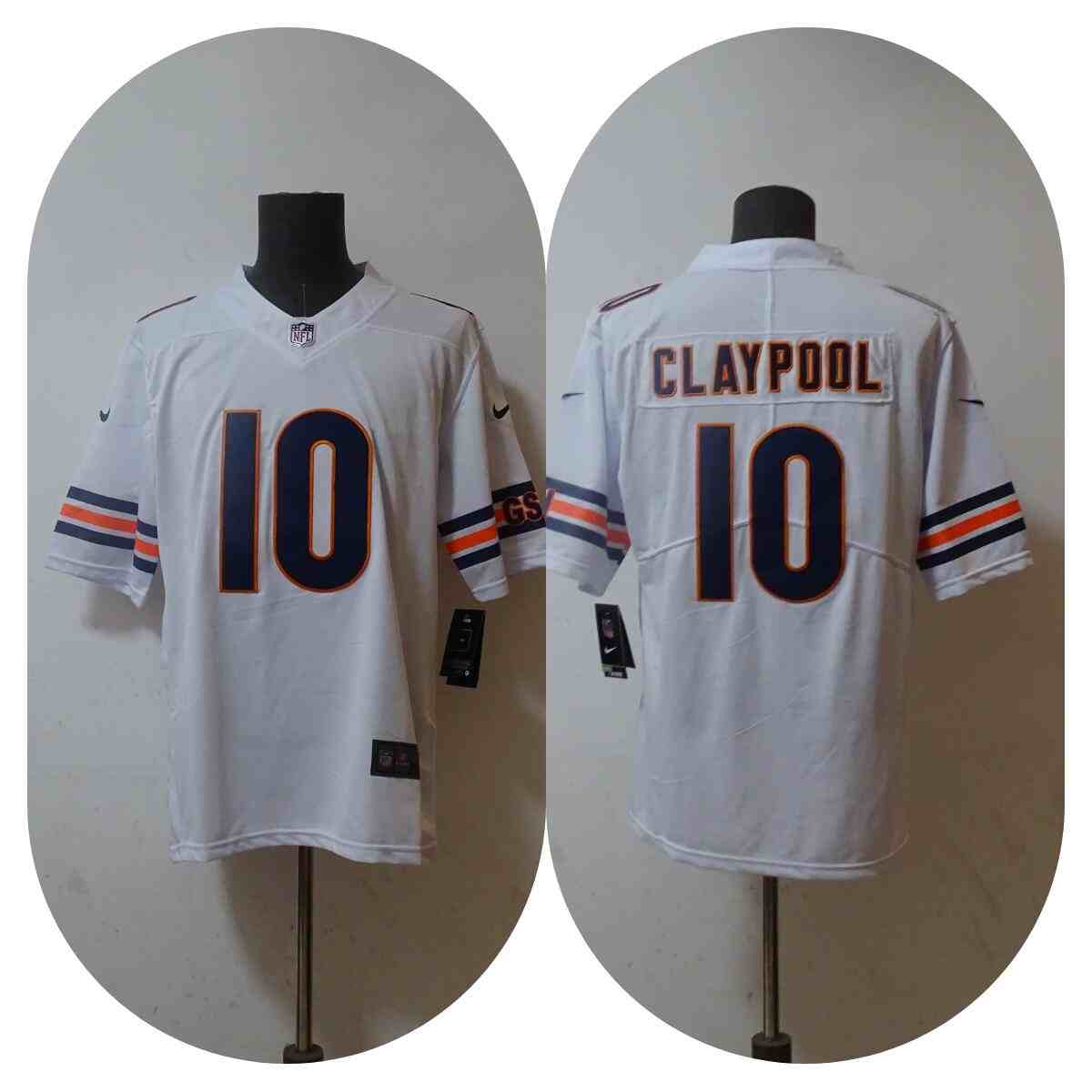 Men's Chicago Bears #10 Chase Claypool White Vapor Untouchable Limited Stitched Football Jersey