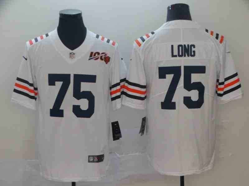 Men's Chicago Bears #75 Kyle Long White 2019 100th Season Vapor Untouchable Limited Stitched NFL Jersey