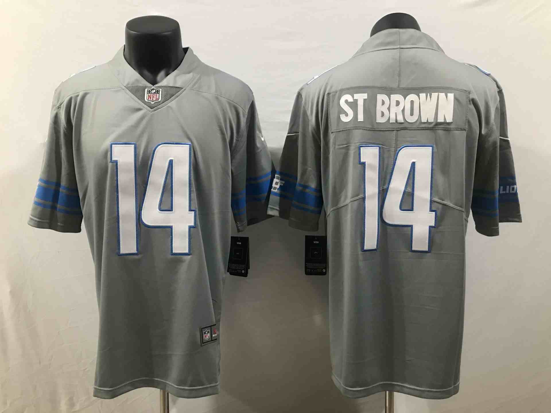 Men's Detroit Lions #14 Amon-Ra St. Brown Gray Vapor Untouchable Limited Stitched Jersey