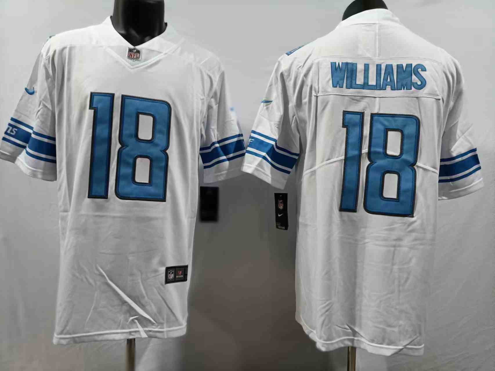 Men's Detroit Lions #18 Jameson Williams White Vapor Untouchable Limited Stitched Jersey