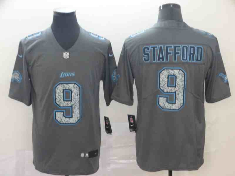 Men's Detroit Lions #9 Matthew Stafford Gray Fashion Static Stitched NFL Jersey