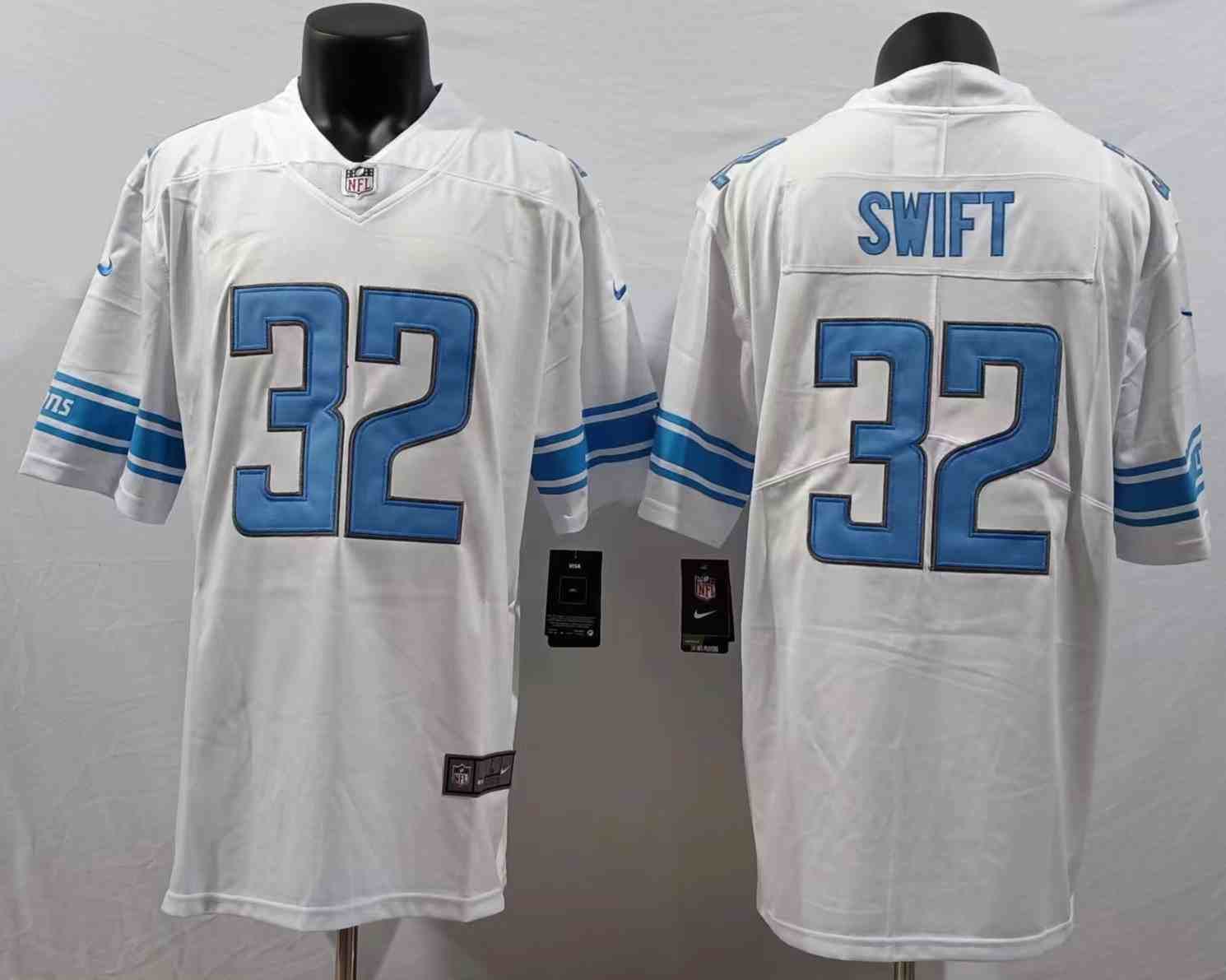 Men's Detroit Lions #32 D'Andre Swift White Vapor Untouchable Limited Stitched NFL Jersey