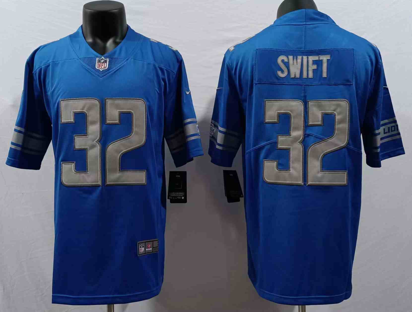 Men's Detroit Lions #32 D'Andre Blue Swift  Vapor Untouchable Limited Stitched NFL Jersey
