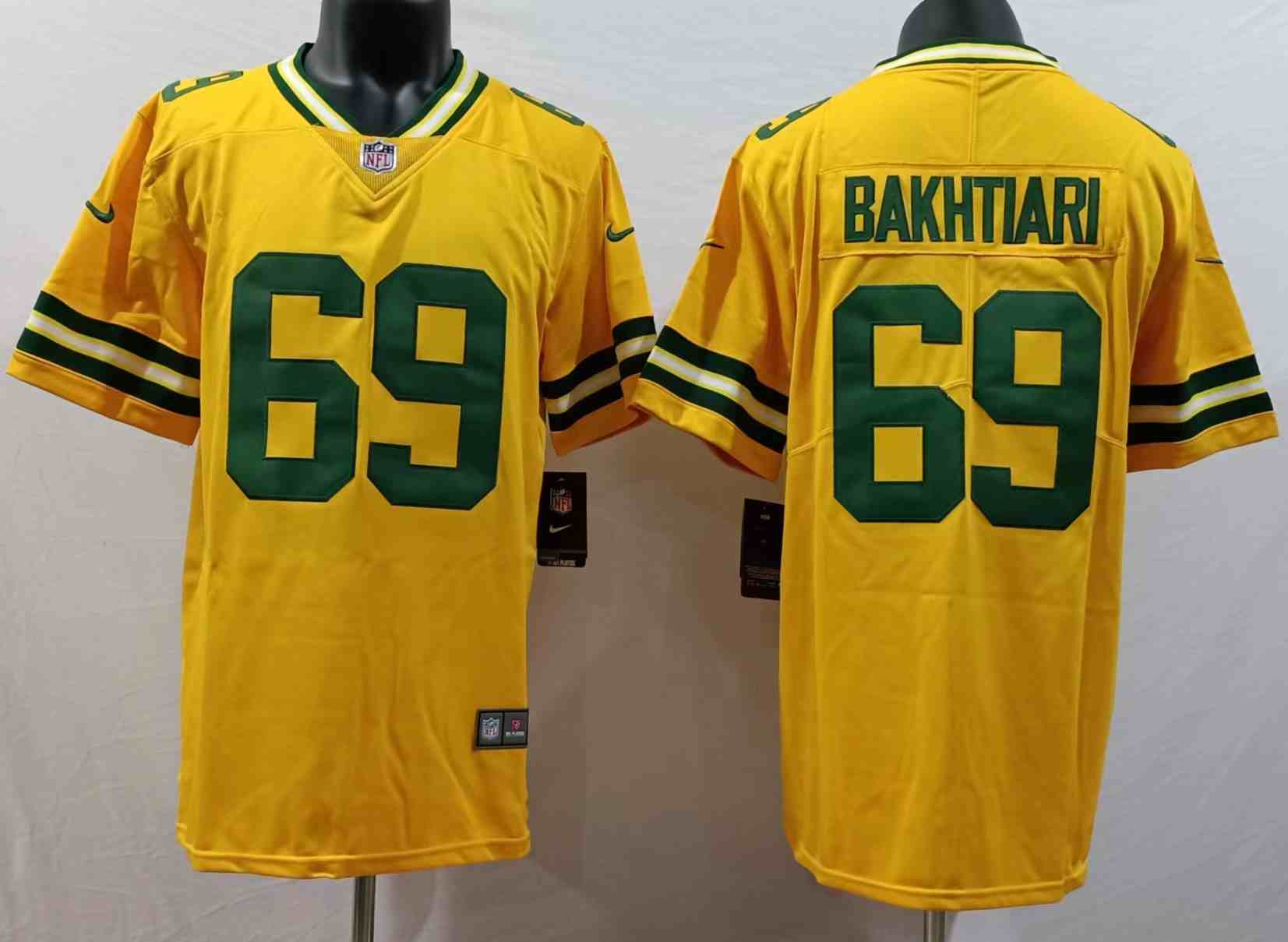 Men's Green Bay Packers #69 David Bakhtiari  Yellow Limited Jersey
