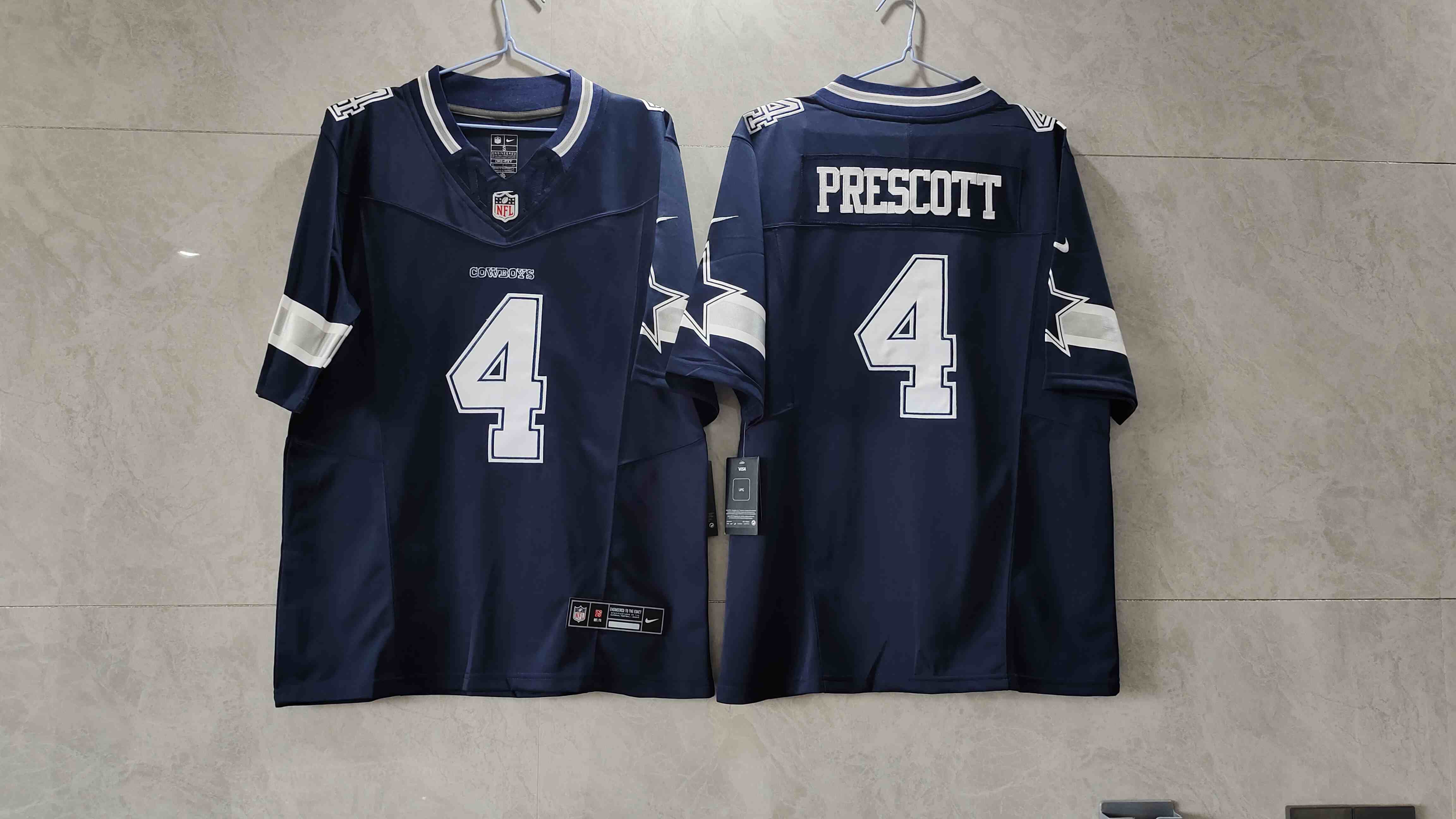 Men's Dallas Cowboys #4 Dak Prescott Navy Blue 2023 F.U.S.E. Vapor Limited Stitched Football Jersey