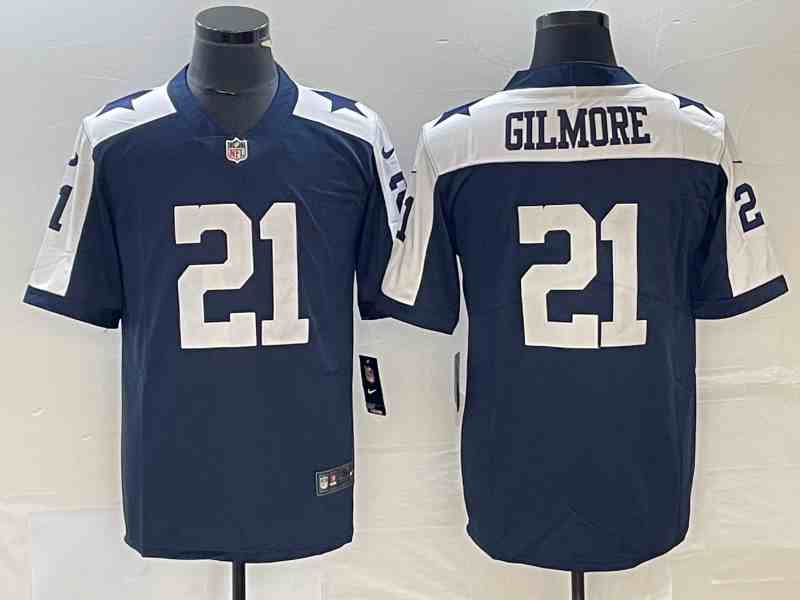 Men's Dallas Cowboys 21 GILMORE Navy Thanksgiving Limited Stitched Jersey