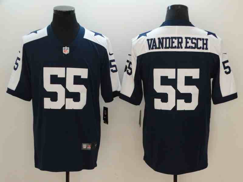 Men's Dallas Cowboys 55 Leighton Vander Esch Navy Blue Thanksgiving Limited Stitched Jersey