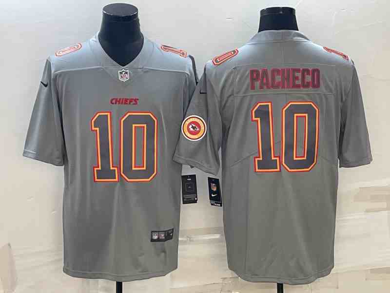 Men's Kansas City Chiefs #10 Isiah Pacheco Gray Atmosphere Fashion Stitched Jersey
