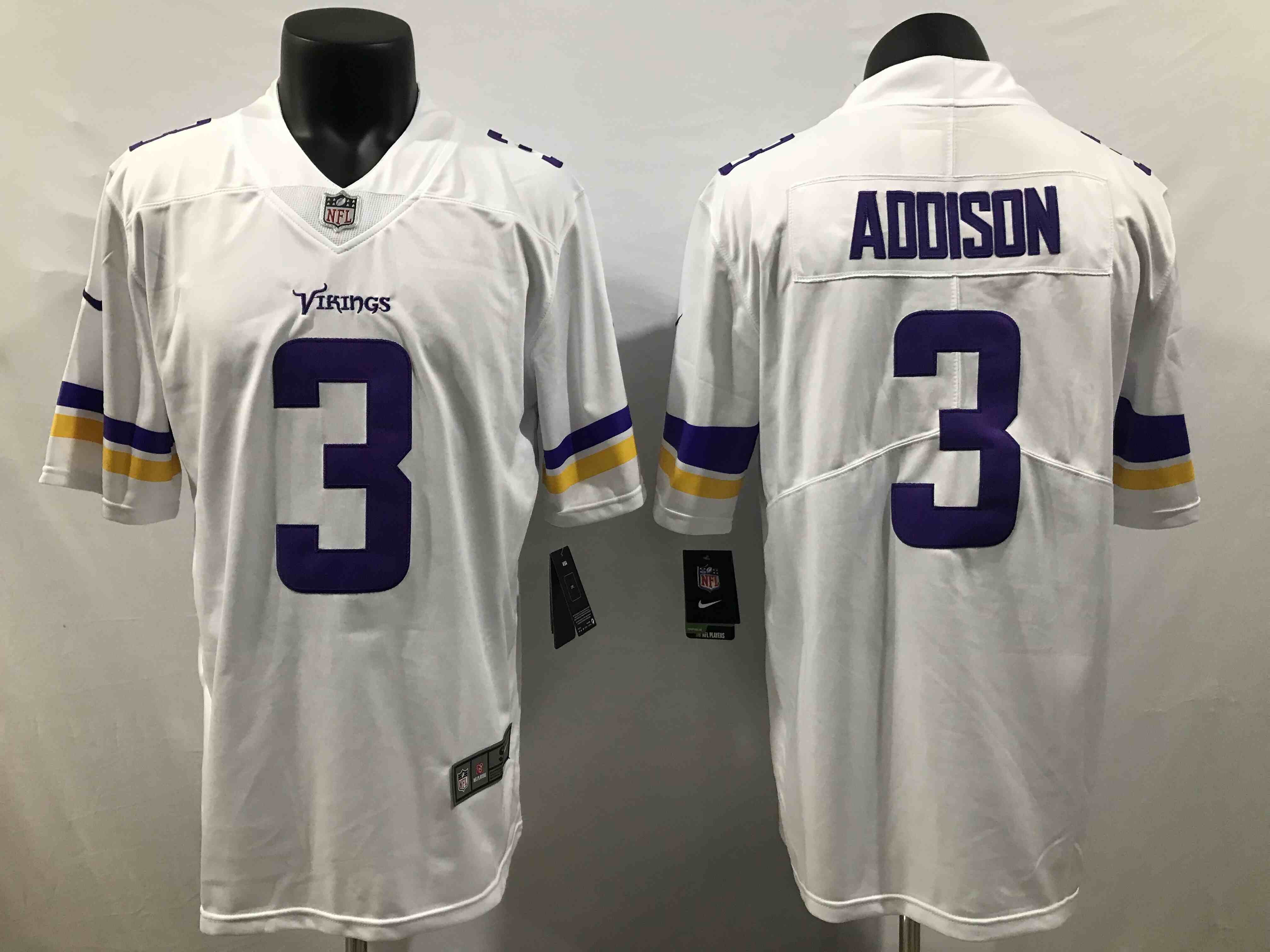 Men's Minnesota Vikings #3 Jordan Addison White Vapor Untouchable Stitched Jersey