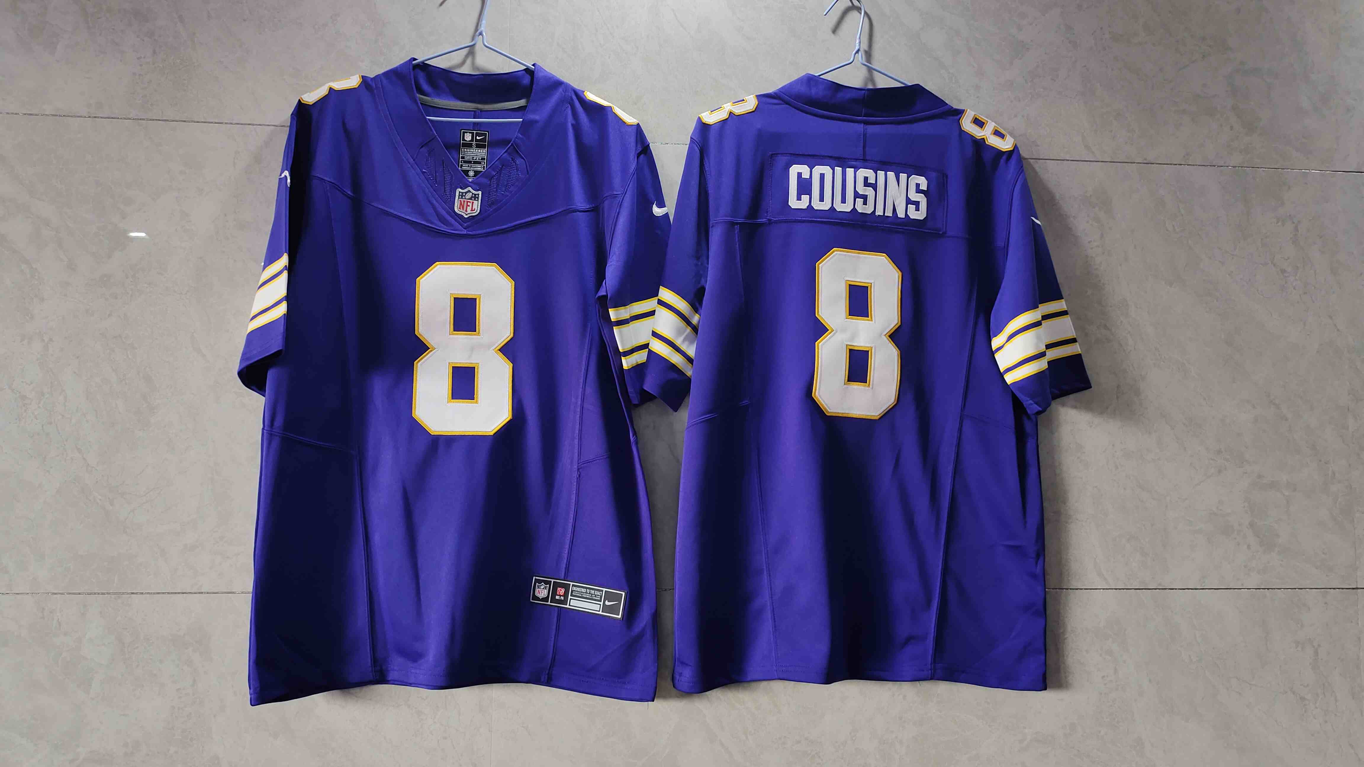 Men's Minnesota Vikings #8 Kirk Cousins Purple 2023 F.U.S.E. Vapor Untouchable Stitched Jersey