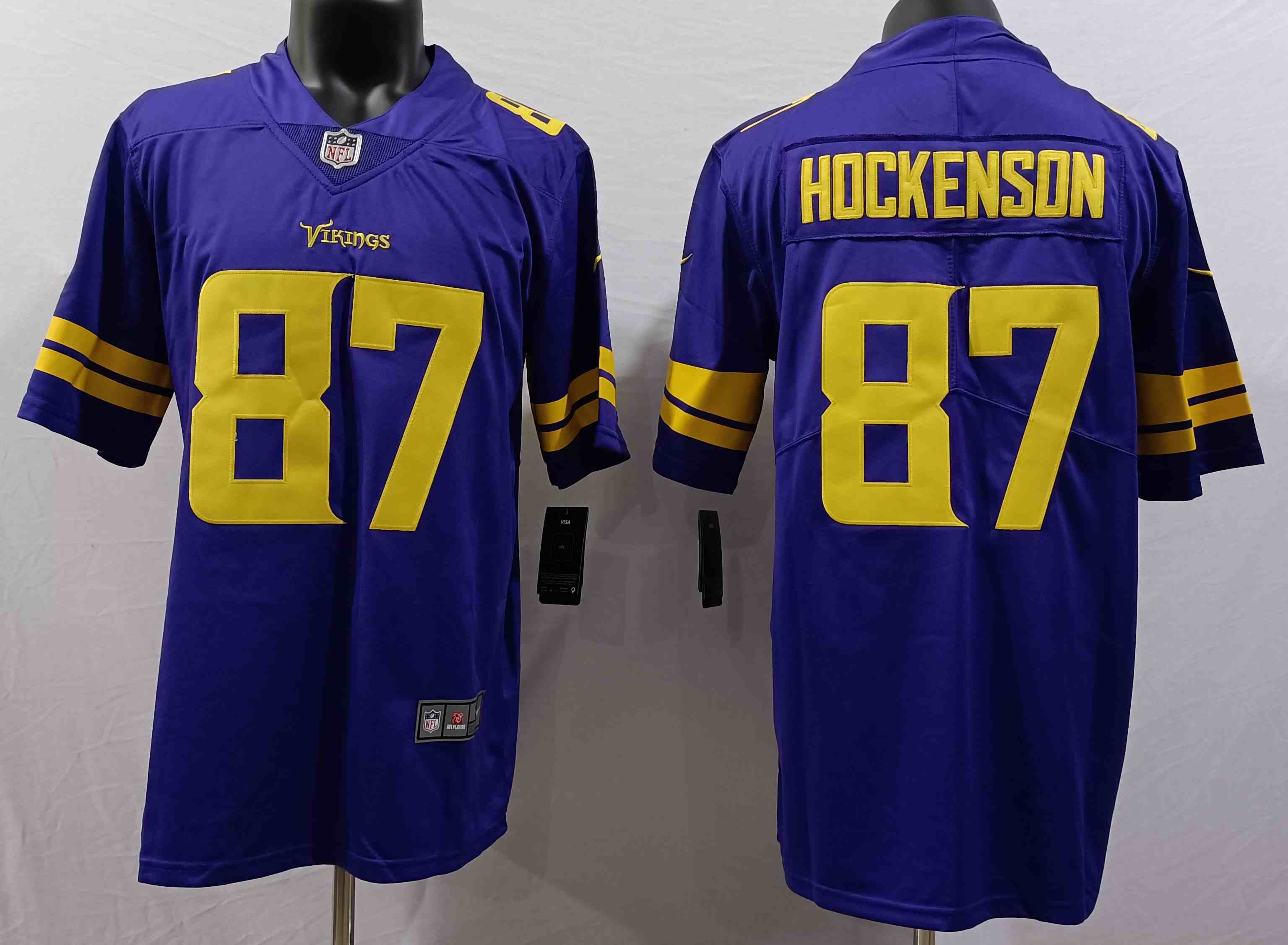Men's Minnesota Vikings #87 T.J. Hockenson Purple  Color Rush Limited Jersey
