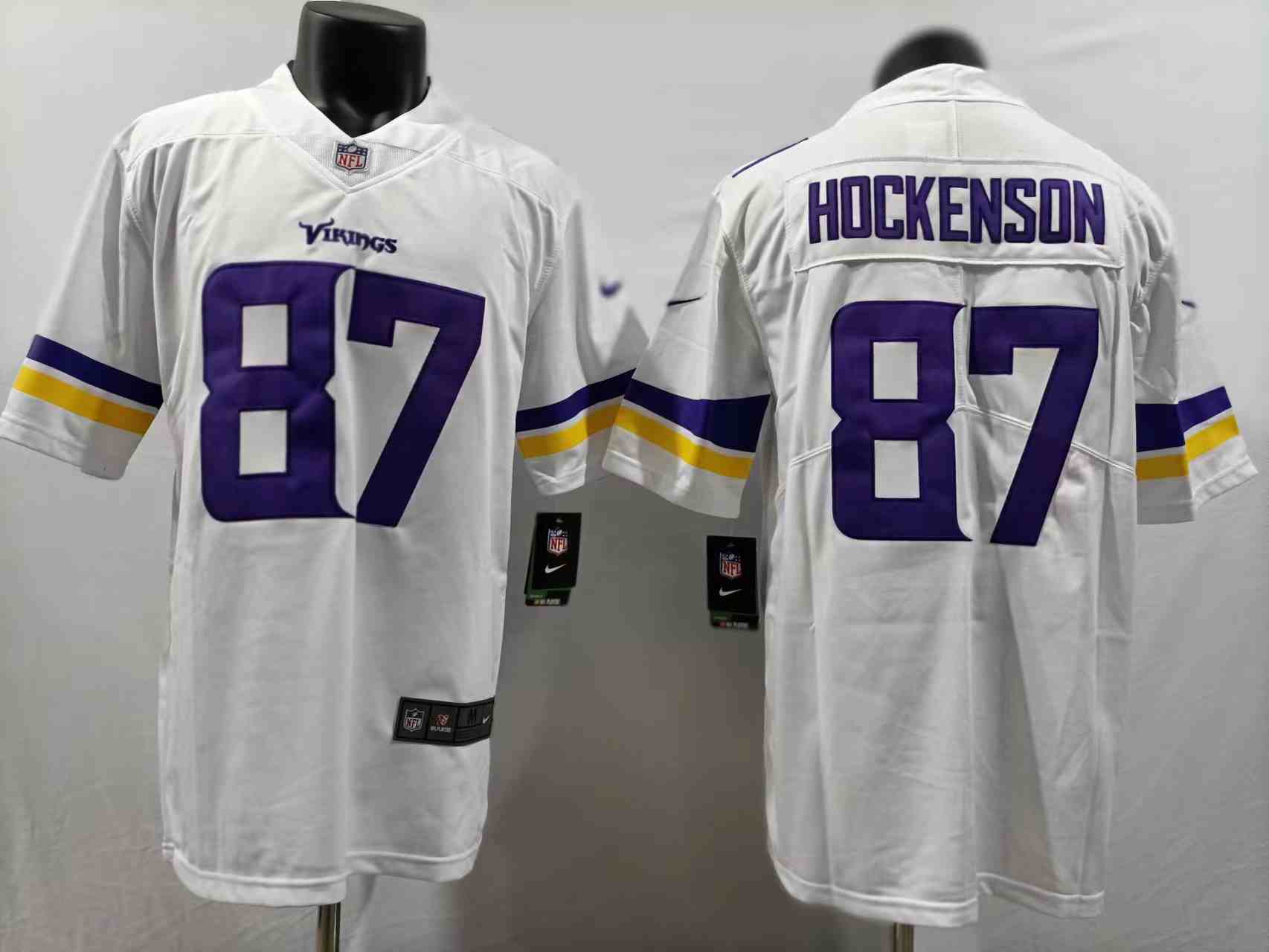 Men's Minnesota Vikings #87 T.J. Hockenson White Vapor Untouchable Stitched Jersey