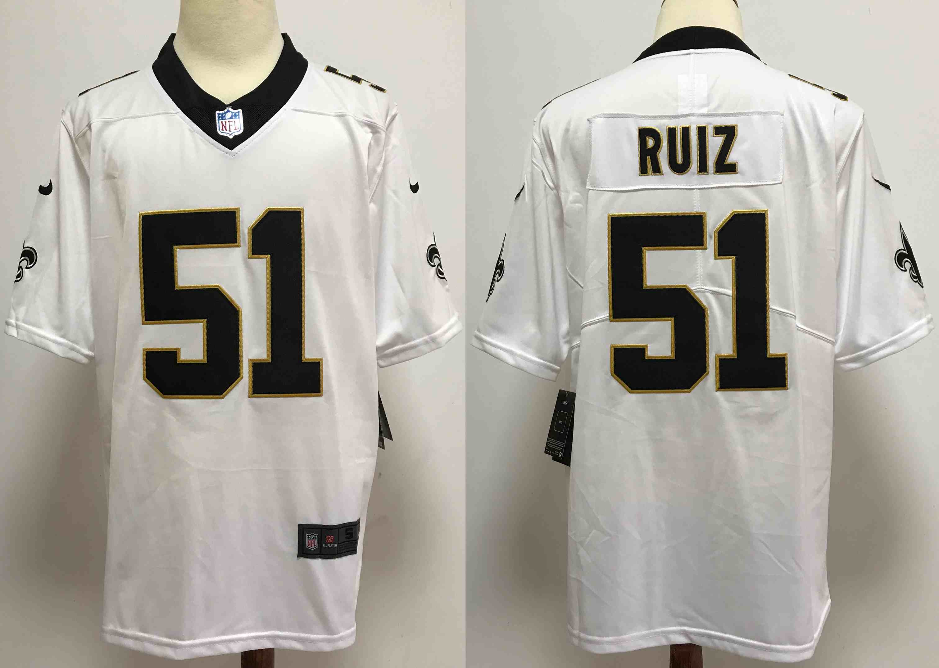 Men's New Orleans Saints #51 Cesar Ruiz 2020 White Limited Stitched NFL Jersey