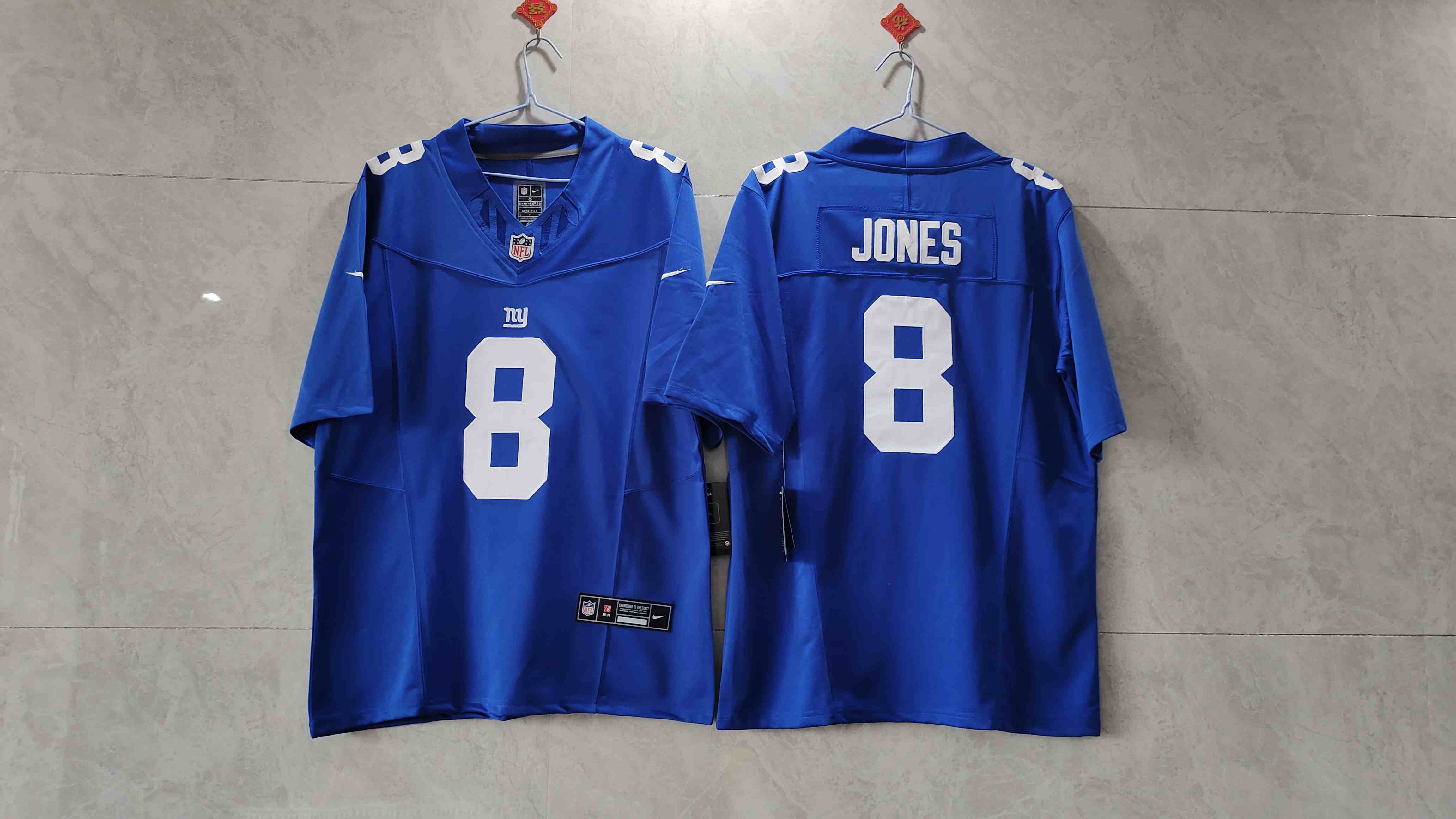 Men's New York Giants #8 Daniel Jones Blue 2023 F.U.S.E. Vapor Untouchable Limited Stitched Jersey