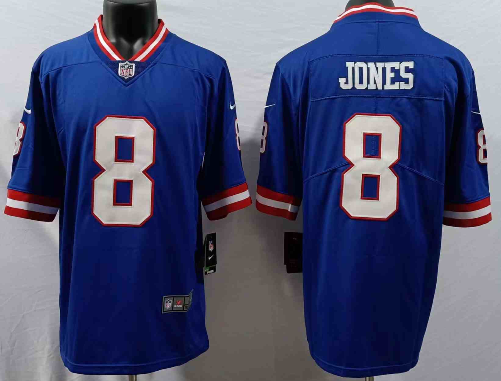 Men's New York Giants #8 Daniel Jones Thibodeaux Royal Vapor Untouchable Limited Stitched Jersey