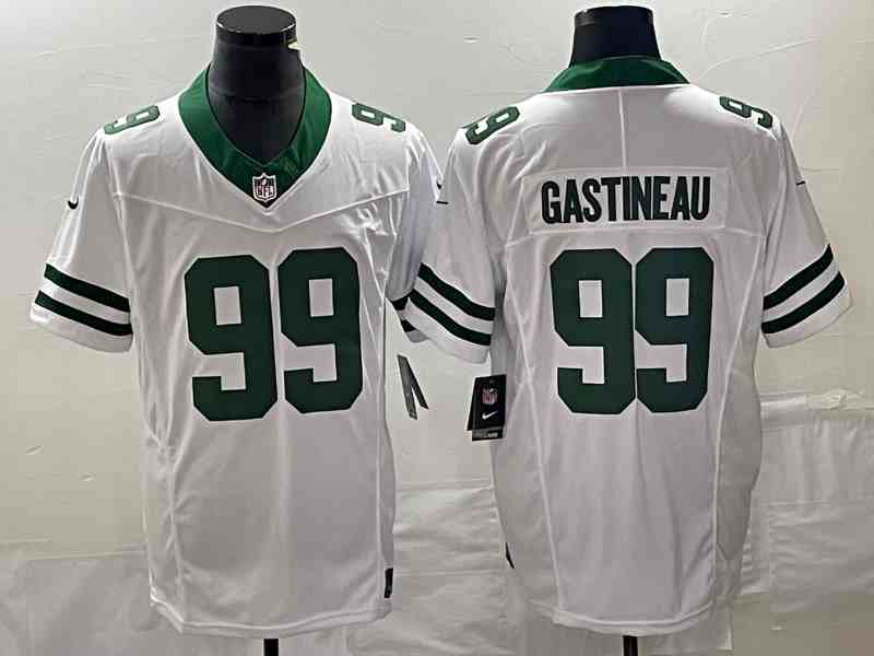 Men's New York Jets #99 Mark Gastineau White 2023 F.U.S.E. Vapor Limited Throwback Stitched Football Jersey