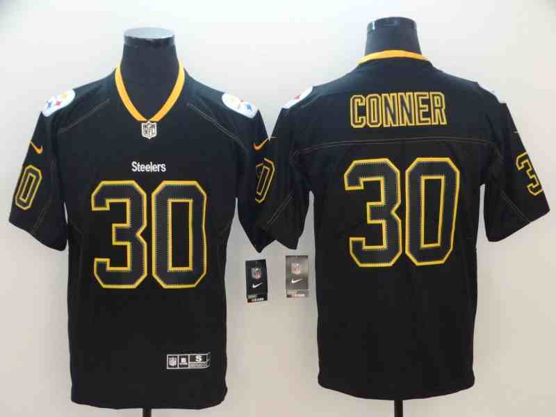 Men's Pittsburgh Steelers #30 James Conner Black Lights Out Color Rush Limited Stitched NFL Jersey