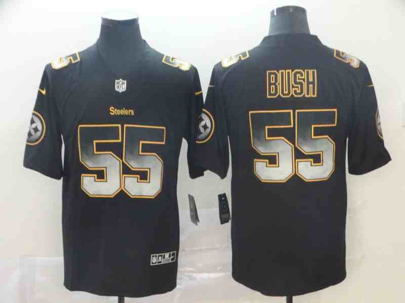 Men's Pittsburgh Steelers #55 Devin Bush Black Smoke Fashion Limited Stitched NFL Jersey