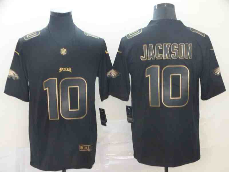 Men's Philadelphia Eagles #10 DeSean Jackson  Black Gold Edition Stitched NFL Jersey
