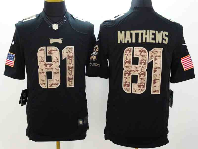 Men's Philadelphia Eagles 81 Matthews Black Salute To Service Limited Jerseys