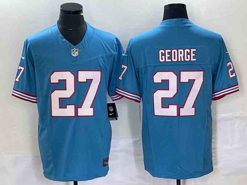 Men's Tennessee Titans #27 Eddie George Light Blue 2023 F.U.S.E. Vapor Limited Throwback Stitched Football Jersey