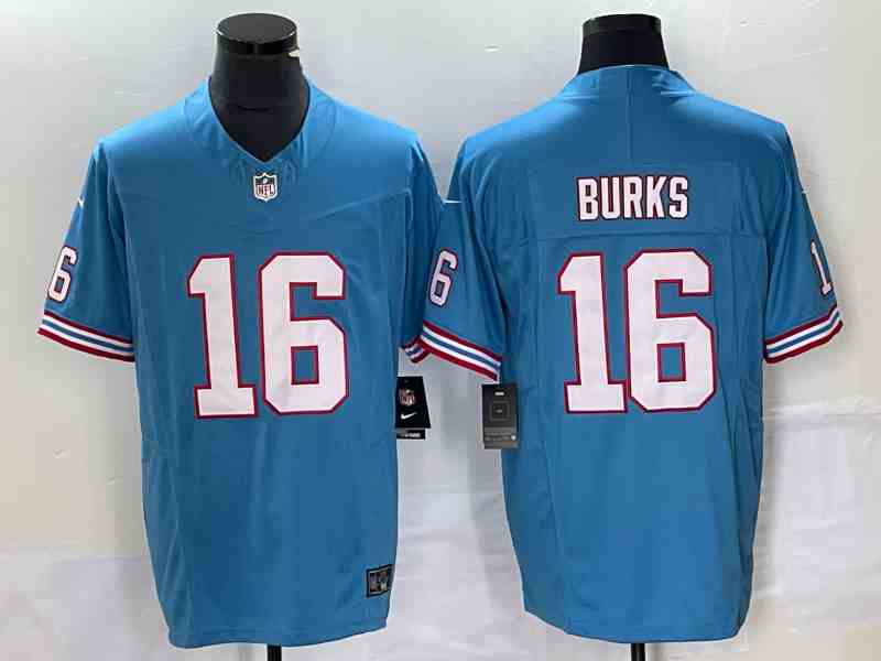 Men's Tennessee Titans #16 Treylon Burks Light Blue 2023 F.U.S.E. Vapor Limited Throwback Stitched Football Jersey
