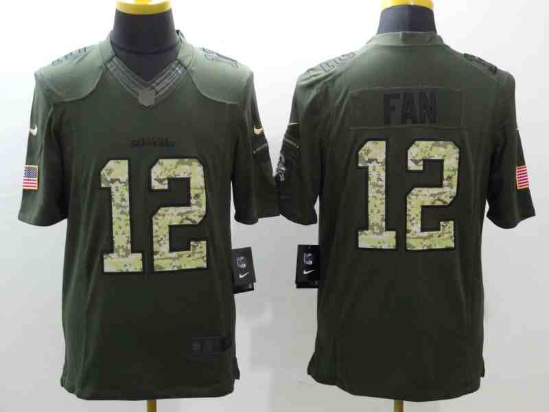 Men's Seattle Seahawks#12 Fan Green Men's Stitched NFL Limited Salute To Service Jersey