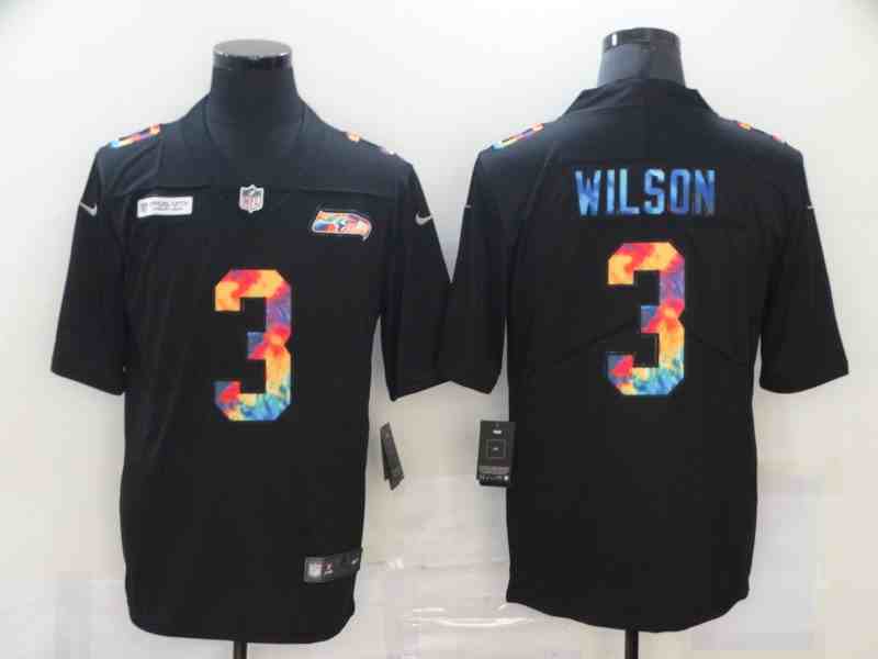 Men's Seattle Seahawks #3 Russell Wilson  Black Crucial Catch Limited Stitched NFL Jersey