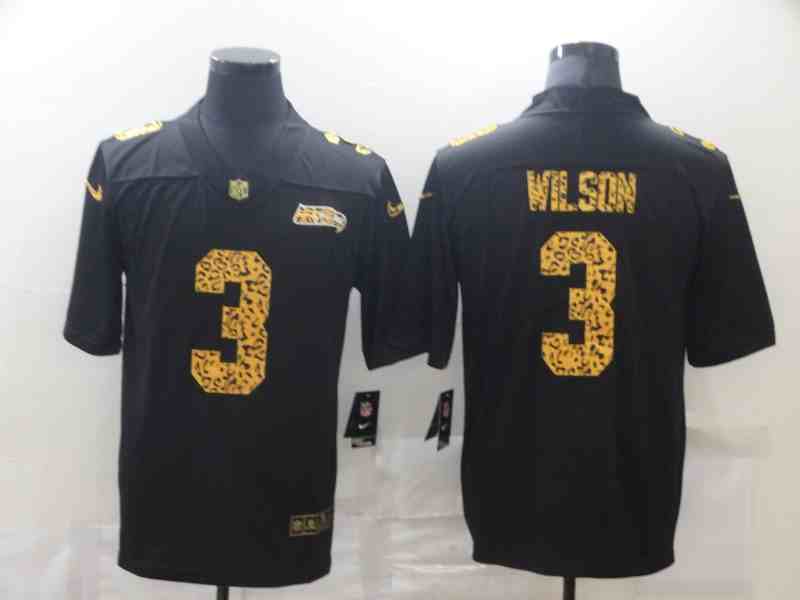 Men's Seattle Seahawks 3 Russell Wilson Black Leopard Vapor Untouchable Limited Jersey