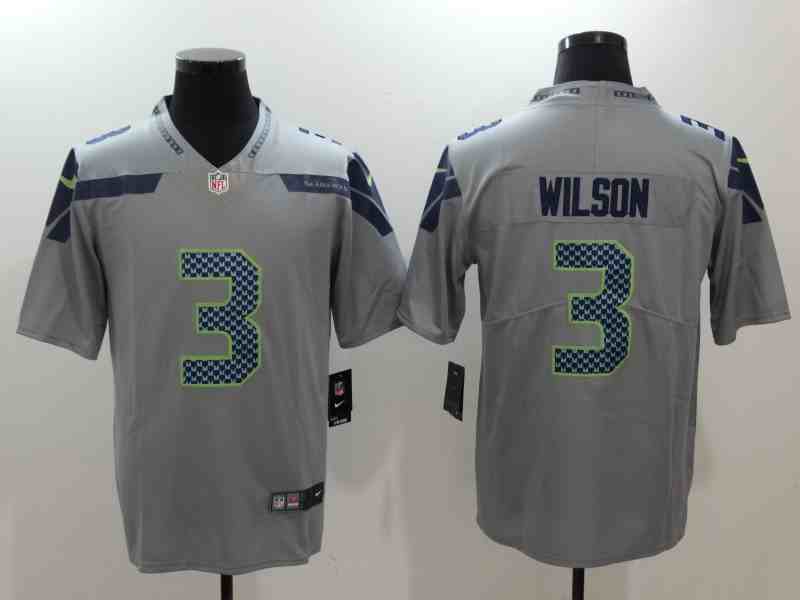 Men's Nike Seattle Seahawks #3 Russell Wilson Gray Stitched NFL Vapor Untouchable Limited Jersey