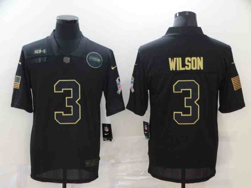 Men's Seattle Seahawks #3 Russell Wilson Black Salute To Service Limited Stitched NFL Jersey