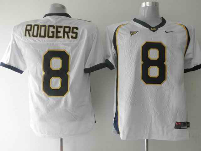 California Golden Bears #8 Aaron Rodgers Embroidered White NCAA Jersey