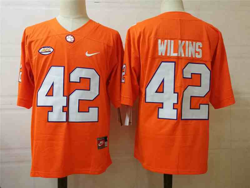 Men’s NCAA Clemson Tigers #42  Christian Wilkins  Orange High School College Football Jerseys