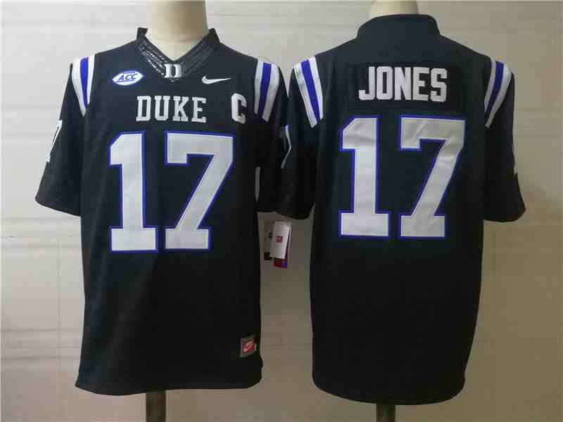 Men’s NCAA Duke Blue Devils  #17 JONES DANIEL Black  High School College Football Jerseys
