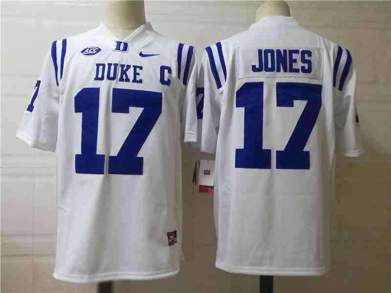 Men’s NCAA Duke Blue Devils  #17 JONES DANIEL White  High School College Football Jerseys