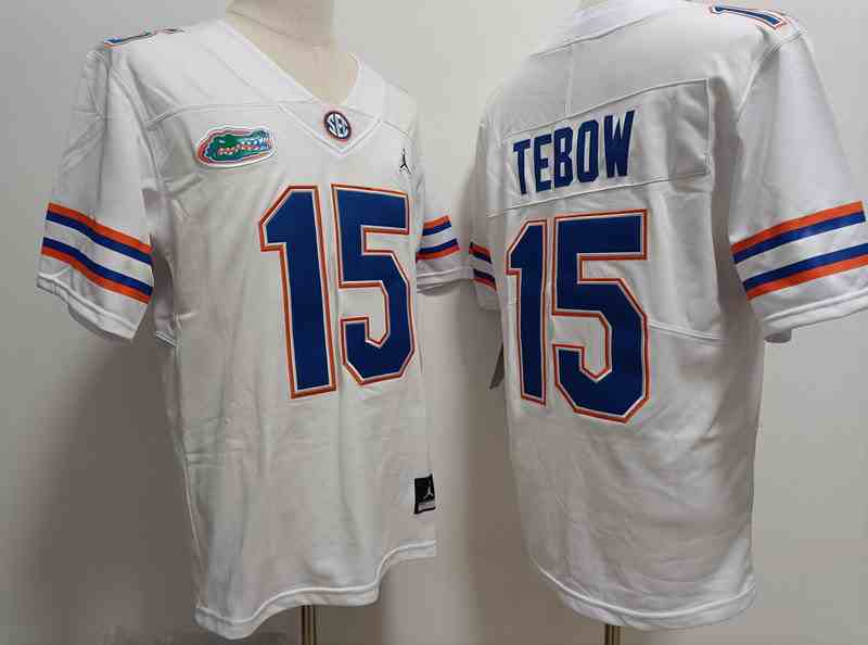 Men’s NCAA Florida Gators #15 Tim TEBOW White  High School College Football Jerseys