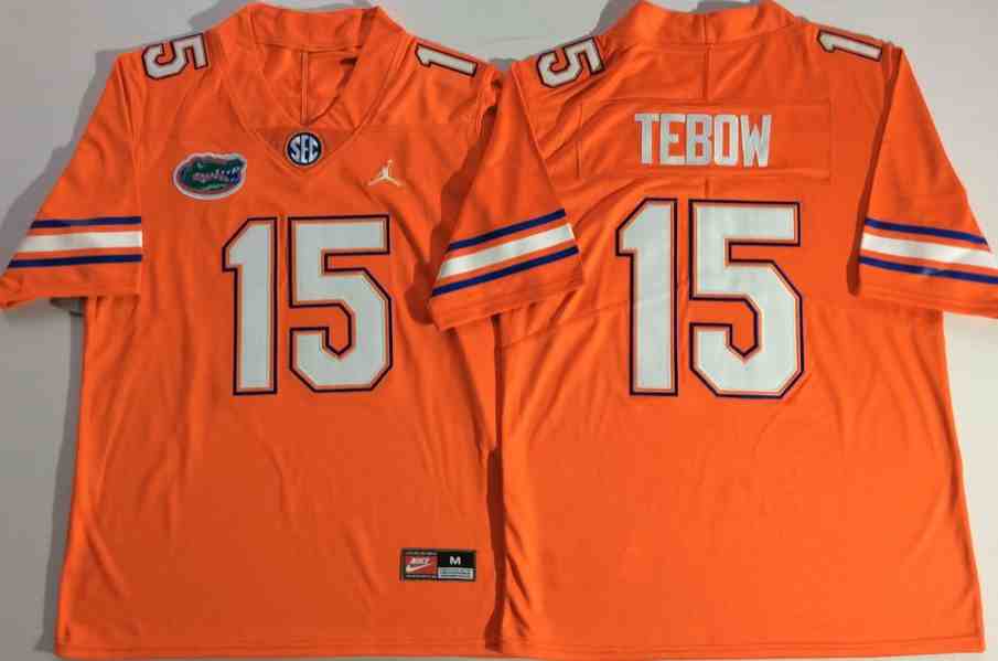 Men’s NCAA Florida Gators #15 Tim TEBOW  Orange High School College Football Jerseys