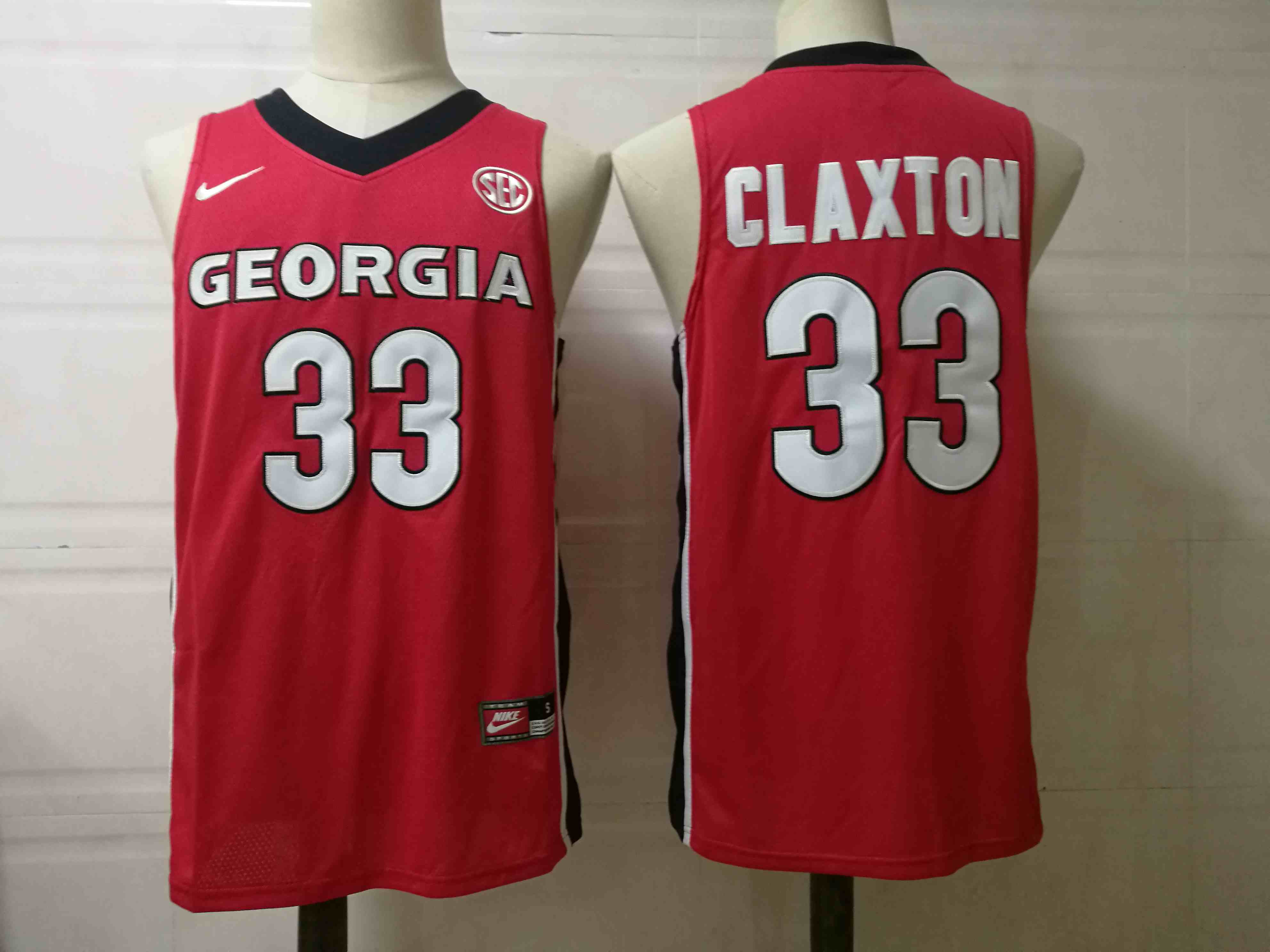 Men’s Georgia Bulldogs #33  CLAXTON red College Football Jersey