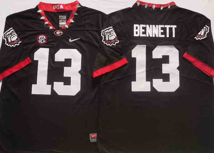 Men’s Georgia Bulldogs #13  Stetson Bennett black  new font Game College Football Jersey