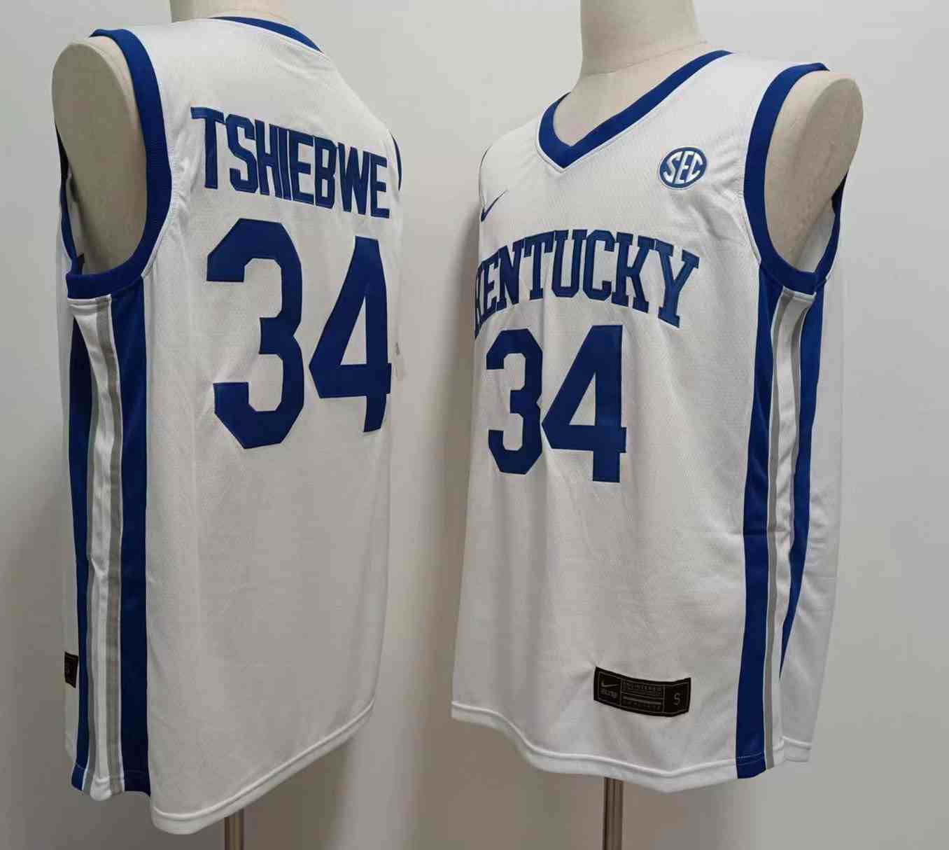 Kentucky Wildcats 34 Oscar Tshiebwe White Colleage NCAA Basketball Jerseys
