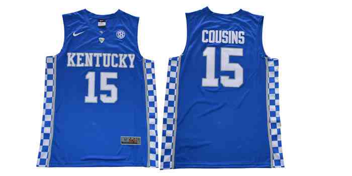 Kentucky Wildcats 15 DeMarcus Cousins Blue Colleage NCAA Basketball Jerseys