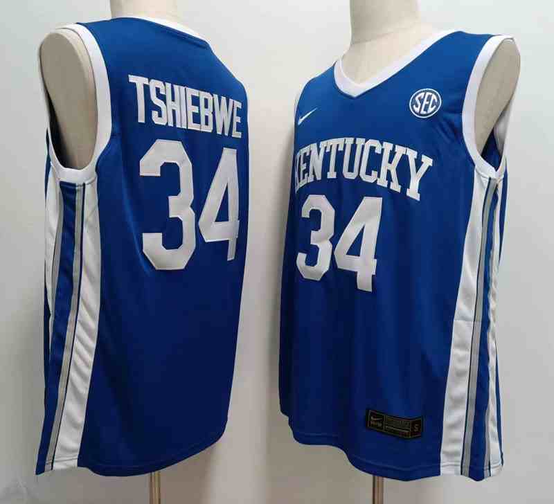 Kentucky Wildcats 34 Oscar Tshiebwe Blue Colleage NCAA Basketball Jerseys