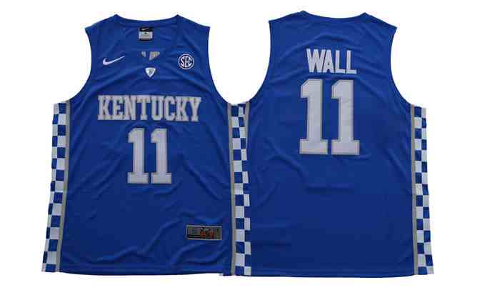 Kentucky Wildcats 11 John Wall Blue Colleage NCAA Basketball Jerseys