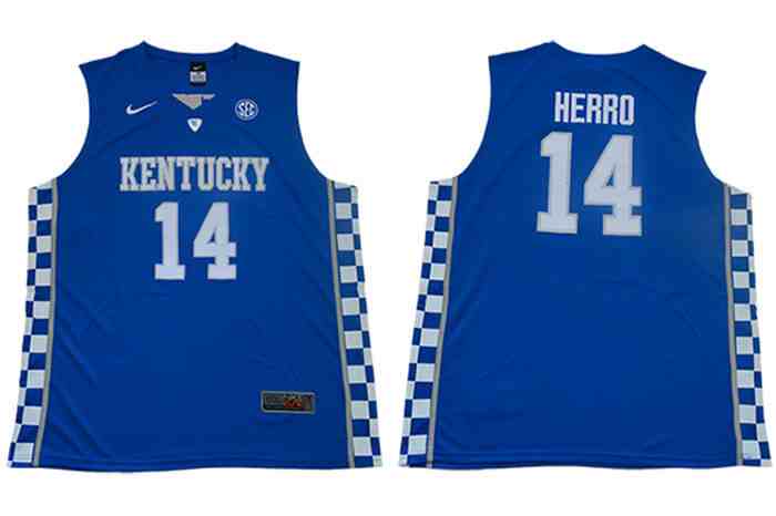 Kentucky Wildcats 14 Tyler Herro Blue Colleage NCAA Basketball Jerseys