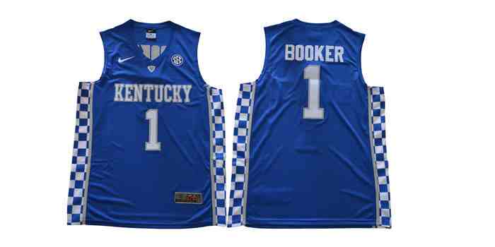 Kentucky Wildcats 1 Devin Booker Blue Colleage NCAA Basketball Jerseys