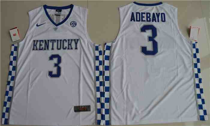Kentucky Wildcats 3 Adebayo White Colleage NCAA Basketball Jerseys