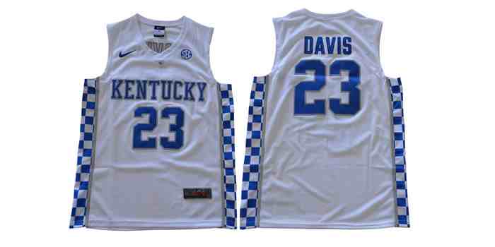 Kentucky Wildcats 23 Anthony Davis White Colleage NCAA Basketball Jerseys
